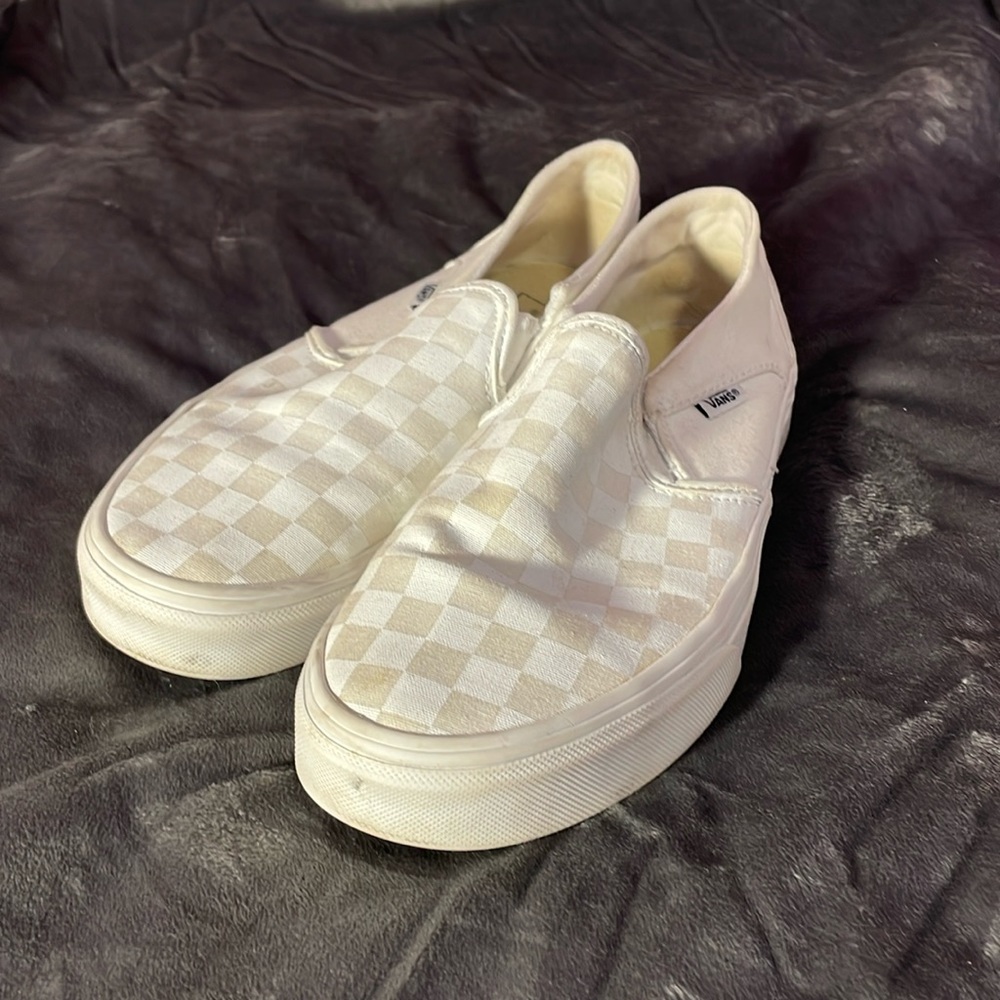 White checkered Vans